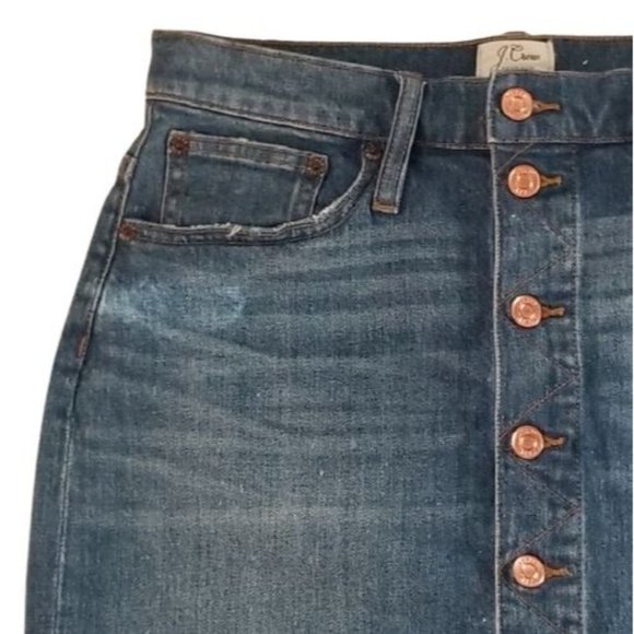 J Crew Stretch Denim Button Front Straight Jean Skirt 29 - Picture 3 of 7